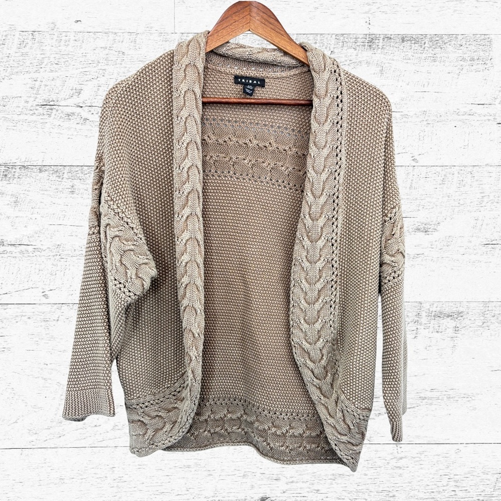 Tribal Tan Cable Knit Cardigan